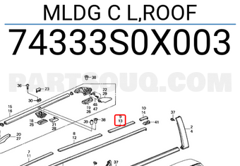 Honda 74333S0X003 MLDG C L,ROOF