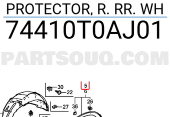 Honda 74410T0AJ01 PROTECTOR, R. RR. WH
