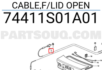 Honda 74411S01A01 CABLE,F/LID OPEN