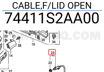 Honda 74411S2AA00 CABLE,F/LID OPEN