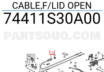 Honda 74411S30A00 CABLE,F/LID OPEN