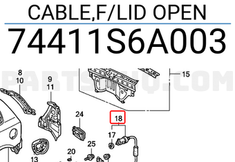Honda 74411S6A003 CABLE,F/LID OPEN