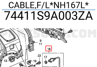 Honda 74411S9A003ZA CABLE,F/L*NH167L*