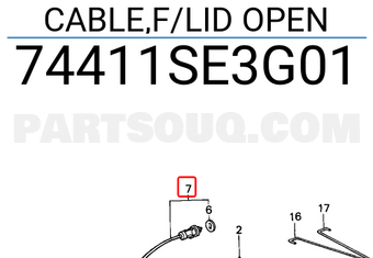 Honda 74411SE3G01 CABLE,F/LID OPEN