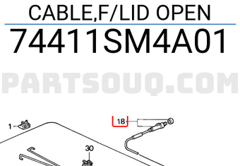 Honda 74411SM4A01 CABLE,F/LID OPEN