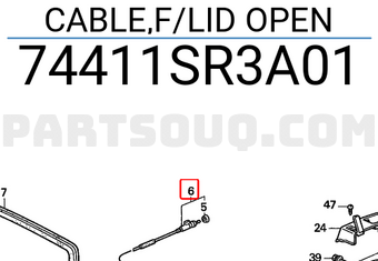 Honda 74411SR3A01 CABLE,F/LID OPEN