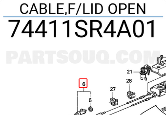 Honda 74411SR4A01 CABLE,F/LID OPEN