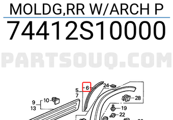 Honda 74412S10000 MOLDG,RR W/ARCH P
