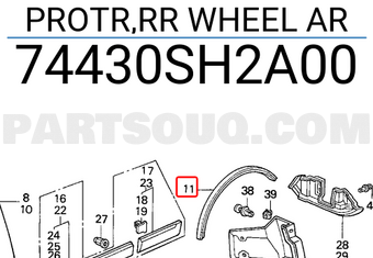 Honda 74430SH2A00 PROTR,RR WHEEL AR