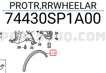Honda 74430SP1A00 PROTR,RRWHEELAR