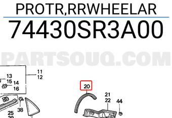 Honda 74430SR3A00 PROTR,RRWHEELAR