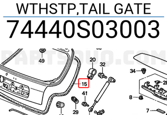 Honda 74440S03003 WTHSTP,TAIL GATE