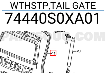 Honda 74440S0XA01 WTHSTP,TAIL GATE