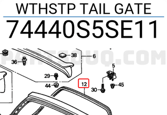 Honda 74440S5SE11 WTHSTP TAIL GATE