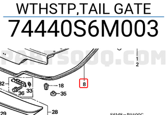 Honda 74440S6M003 WTHSTP,TAIL GATE