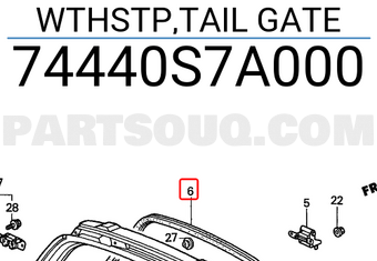 Honda 74440S7A000 WTHSTP,TAIL GATE