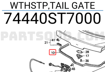 Honda 74440ST7000 WTHSTP,TAIL GATE