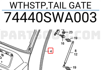 Honda 74440SWA003 WTHSTP,TAIL GATE