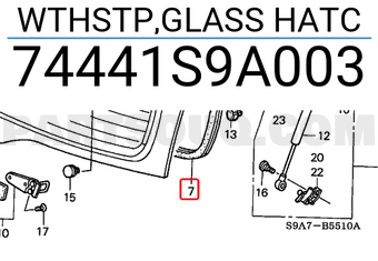 Honda 74441S9A003 WTHSTP,GLASS HATC