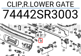 Honda 74442SR3003 CLIP,R.LOWER GATE