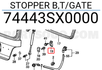 Honda 74443SX0000 STOPPER B,T/GATE