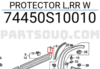 Honda 74450S10010 PROTECTOR L,RR W