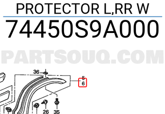 Honda 74450S9A000 PROTECTOR L,RR W