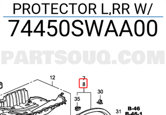 Honda 74450SWAA00 PROTECTOR L,RR W