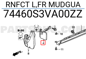 Honda 74460S3VA00ZZ RNFCT L,FR MUDGUA