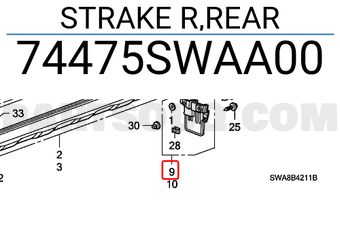 Honda 74475SWAA00 STRAKE R,REAR