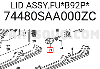 Honda 74480SAA000ZC LID ASSY,FU*B92P*