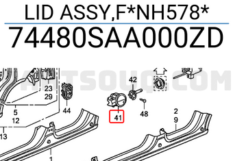 Honda 74480SAA000ZD LID ASSY,F*NH578*