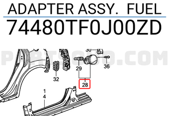 Honda 74480TF0J00ZD ADAPTER ASSY. FUEL