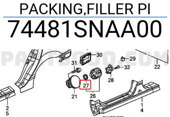 Honda 74481SNAA00 PACKING,FILLER PI