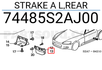 Honda 74485S2AJ00 STRAKE A L,REAR