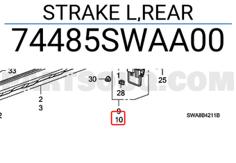 Honda 74485SWAA00 STRAKE L,REAR
