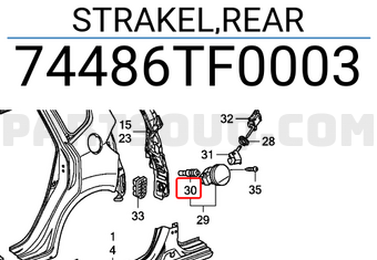 Honda 74486TF0003 STRAKEL,REAR