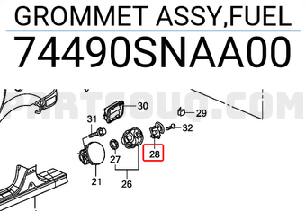 Honda 74490SNAA00 GROMMET ASSY,FUEL