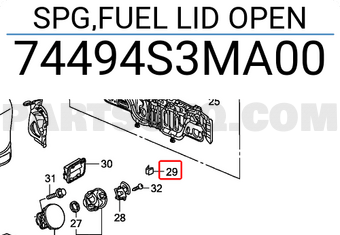 Honda 74494S3MA00 SPG,FUEL LID OPEN