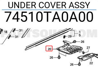 Honda 74510TA0A00 UNDER COVER ASSY