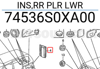 Honda 74536S0XA00 INS,RR PLR LWR