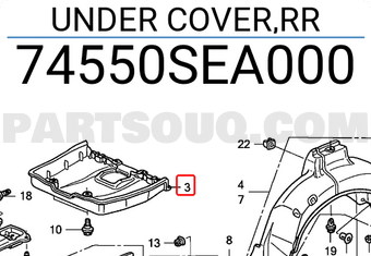 Honda 74550SEA000 UNDER COVER,RR