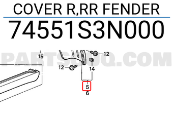 Honda 74551S3N000 COVER R,RR FENDER