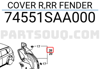 Honda 74551SAA000 COVER R,RR FENDER