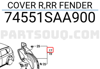 Honda 74551SAA900 COVER R,RR FENDER