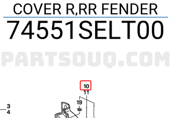 Honda 74551SELT00 COVER R,RR FENDER