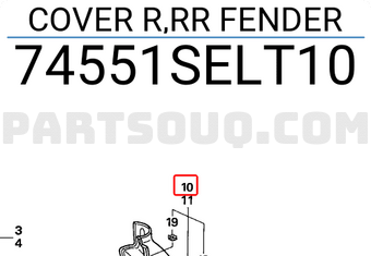 Honda 74551SELT10 COVER R,RR FENDER