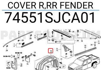 Honda 74551SJCA01 COVER R,RR FENDER