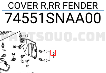 Honda 74551SNAA00 COVER R,RR FENDER