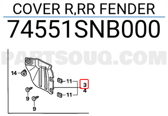 Honda 74551SNB000 COVER R,RR FENDER